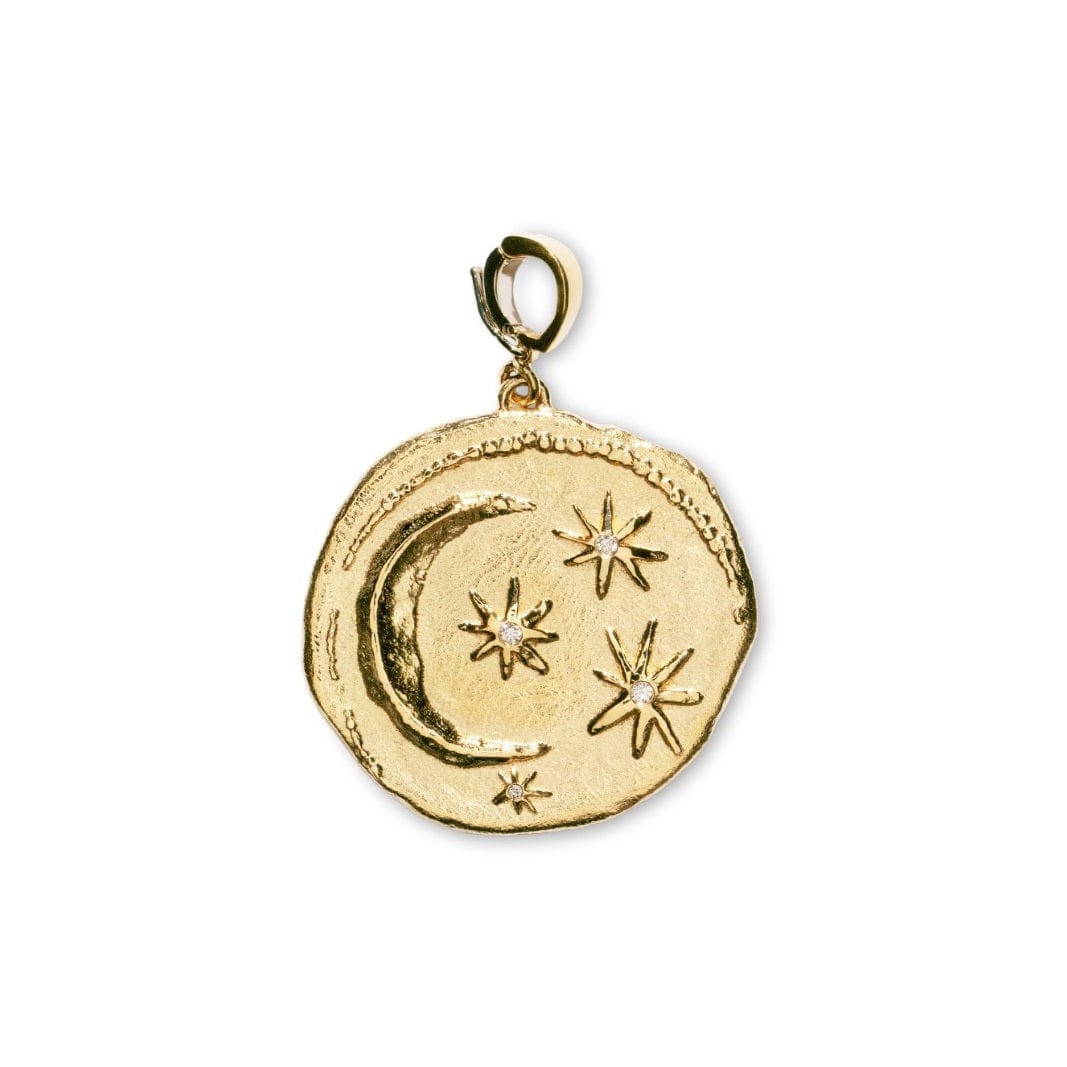 Azlee 18K Yellow Gold Large Cosmic Diamond Charm