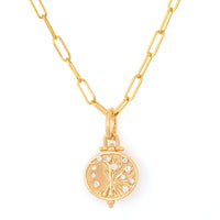 Three Stories 14K Yellow Gold Engraved Tree Of Life Charm
