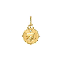 Three Stories 14K Yellow Gold Engraved Sea Goddess Charm