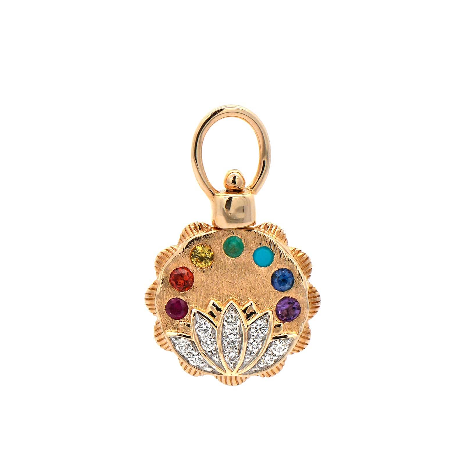 Three Stories 14K Yellow Gold Lotus Flower Top Switch Charm