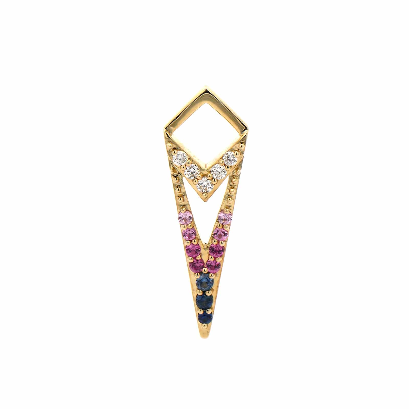 Three Stories 14K Yellow Gold Ombre Sapphire and Diamond Dagger Charm