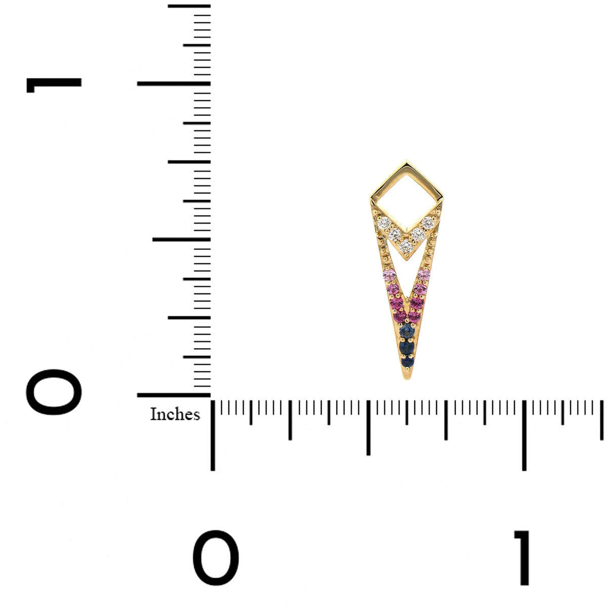 Three Stories 14K Yellow Gold Ombre Sapphire and Diamond Dagger Charm