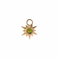 Three Stories 14K Yellow Gold Tiny Love Explosion Starburst Diamond and Tourmaline Charm