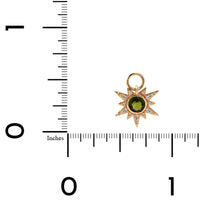 Three Stories 14K Yellow Gold Tiny Love Explosion Starburst Diamond and Tourmaline Charm