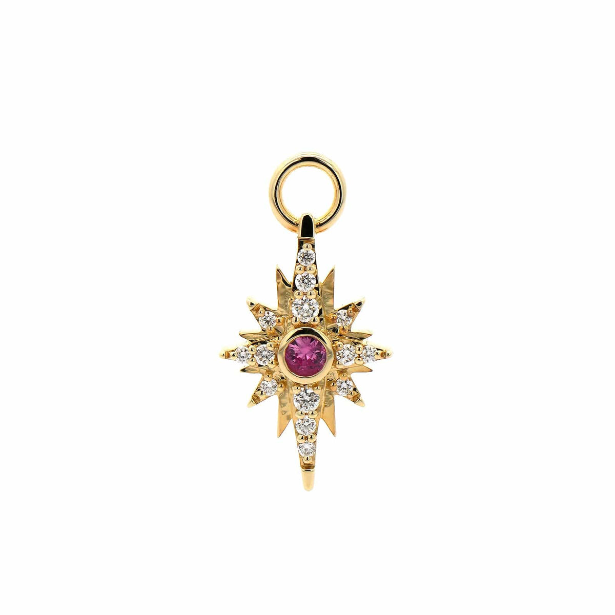 Three Stories 14K Yellow Gold Small Diamond and Sapphire Shooting Star Charm