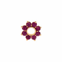 Three Stories 14K Yellow Gold Tiny Ruby Flower Charm