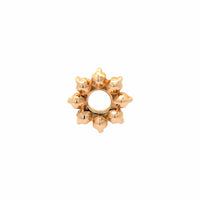 Three Stories 14K Yellow Gold Tiny Ruby Flower Charm