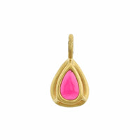 18K Yellow Gold Pink Pear Shaped Tourmaline Charm