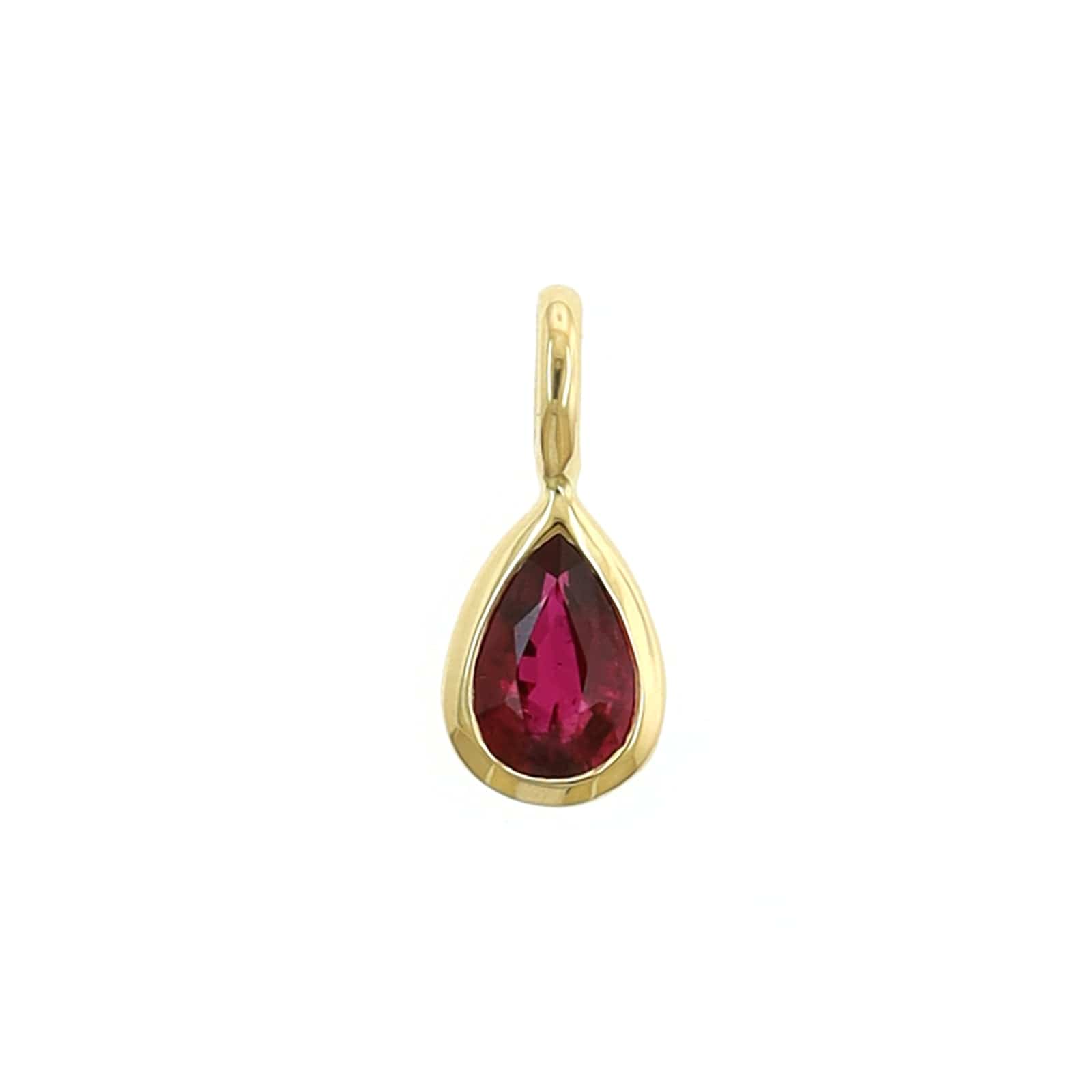 18K Yellow Gold Pear Shaped Ruby Charm