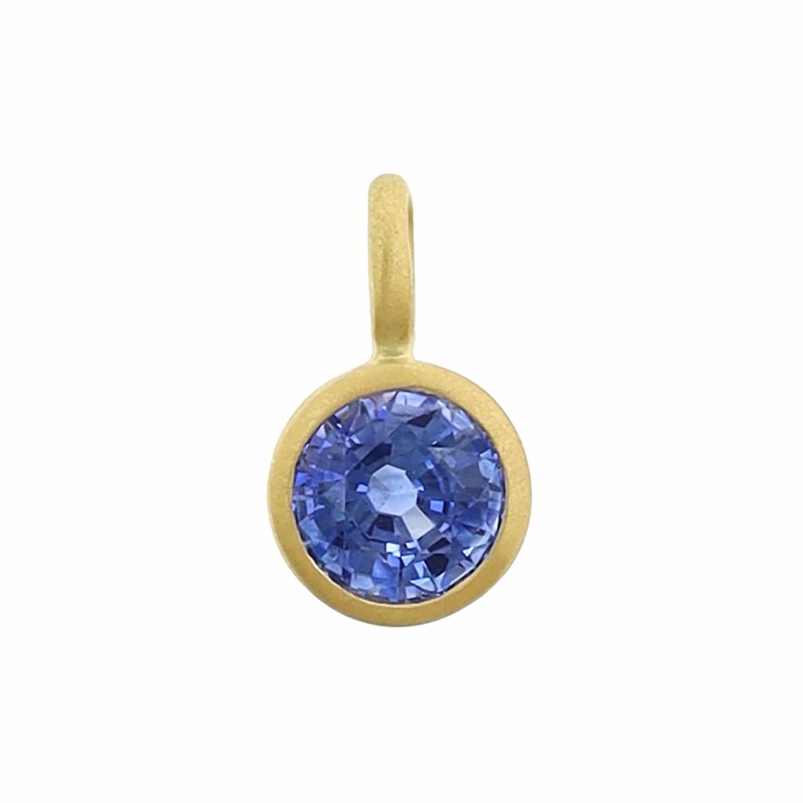 18K Yellow Gold Round Sapphire Charm