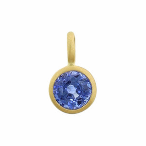 18K Yellow Gold Round Sapphire Charm