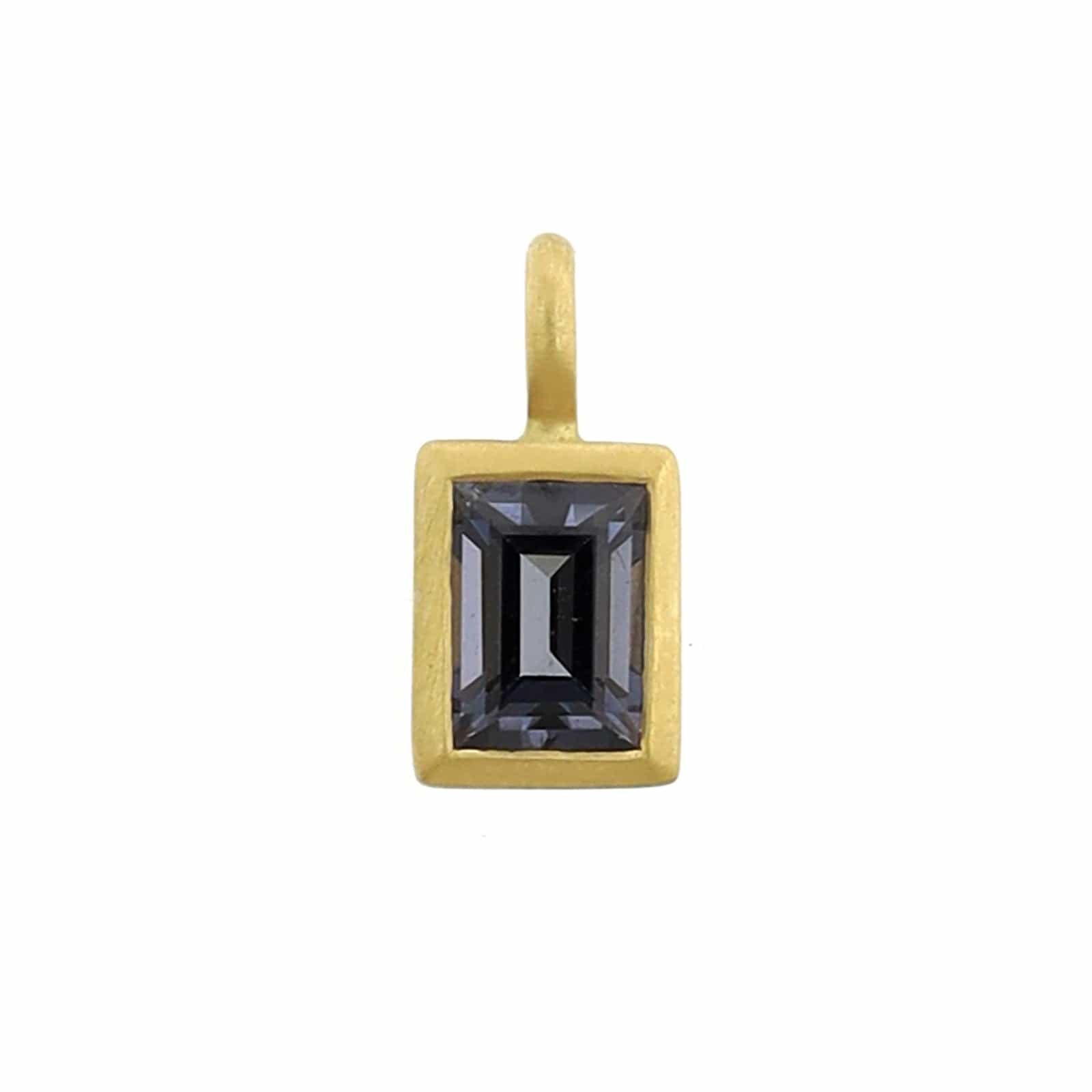 18K Yellow Gold Baguette Grey Spinel Charm