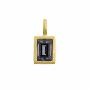 18K Yellow Gold Baguette Grey Spinel Charm