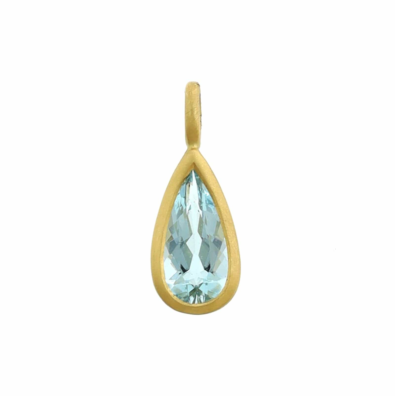 18K Yellow Gold Pear Shaped Aquamarine Charm