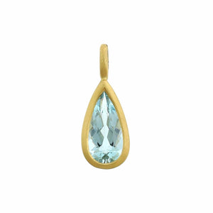 18K Yellow Gold Pear Shaped Aquamarine Charm