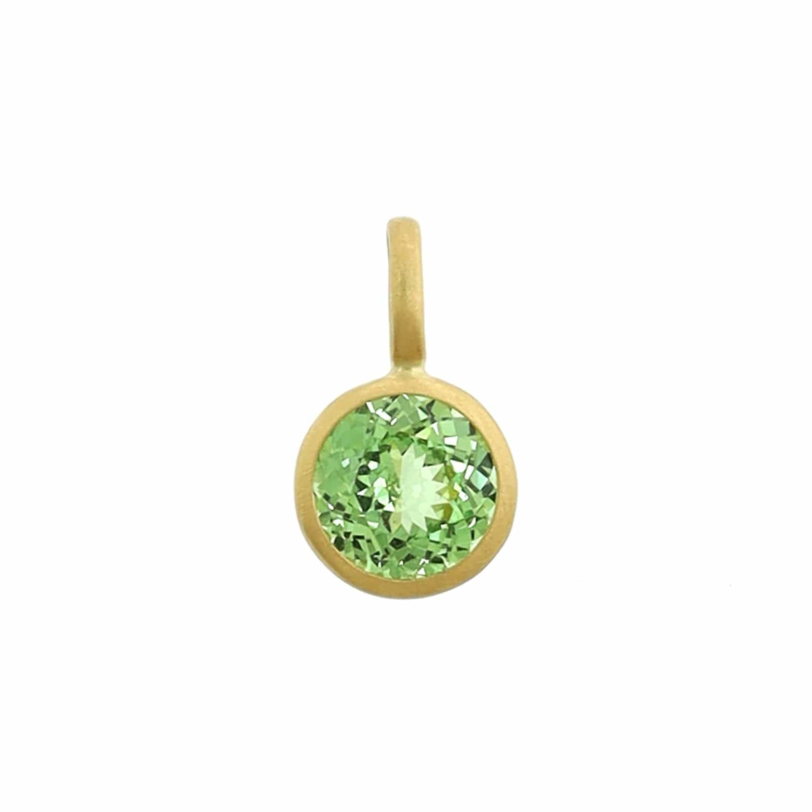 18K Yellow Gold Round Mint Garnet Charm