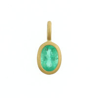 18K Yellow Gold Oval Emerald Charm