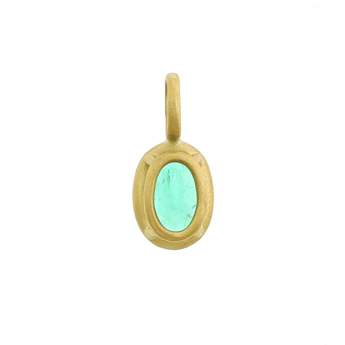 18K Yellow Gold Oval Emerald Charm