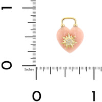 Three Stories 14K Yellow Gold Pink Opal and Diamond Heart Charm