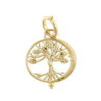 Three Stories 14K Yellow Gold New Moon and Tree of Life Diamond Pendant