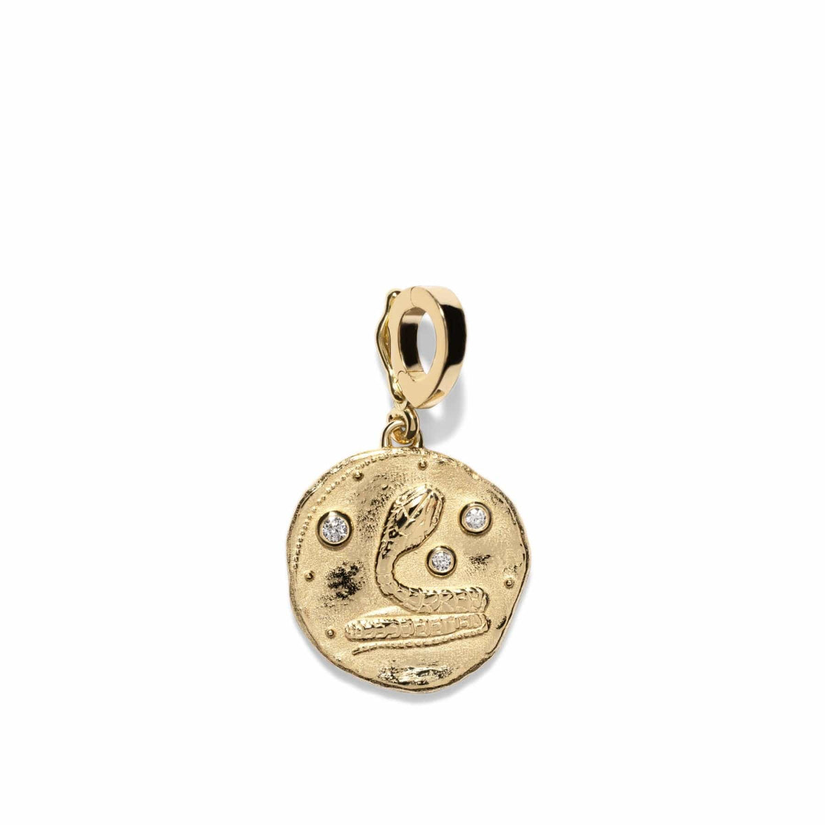 Azlee 18K Yellow Gold Small Metamorphosis Serpent Diamond Coin Charm