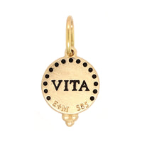 14K Yellow Gold Small Round Diamond Hummingbird Charm
