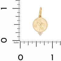 14K Yellow Gold Small Round Diamond Hummingbird Charm