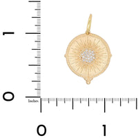 14K Yellow Gold Large Round Pave Diamond Sun Charm