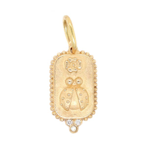 14K Yellow Gold Small Diamond Lady Bug Charm