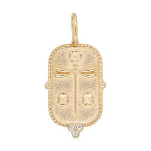 14K Yellow Gold Medium Diamond Dragonfly Charm