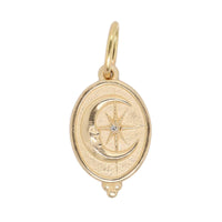 14K Yellow Gold Small Diamond Oval Man in the Moon Charm
