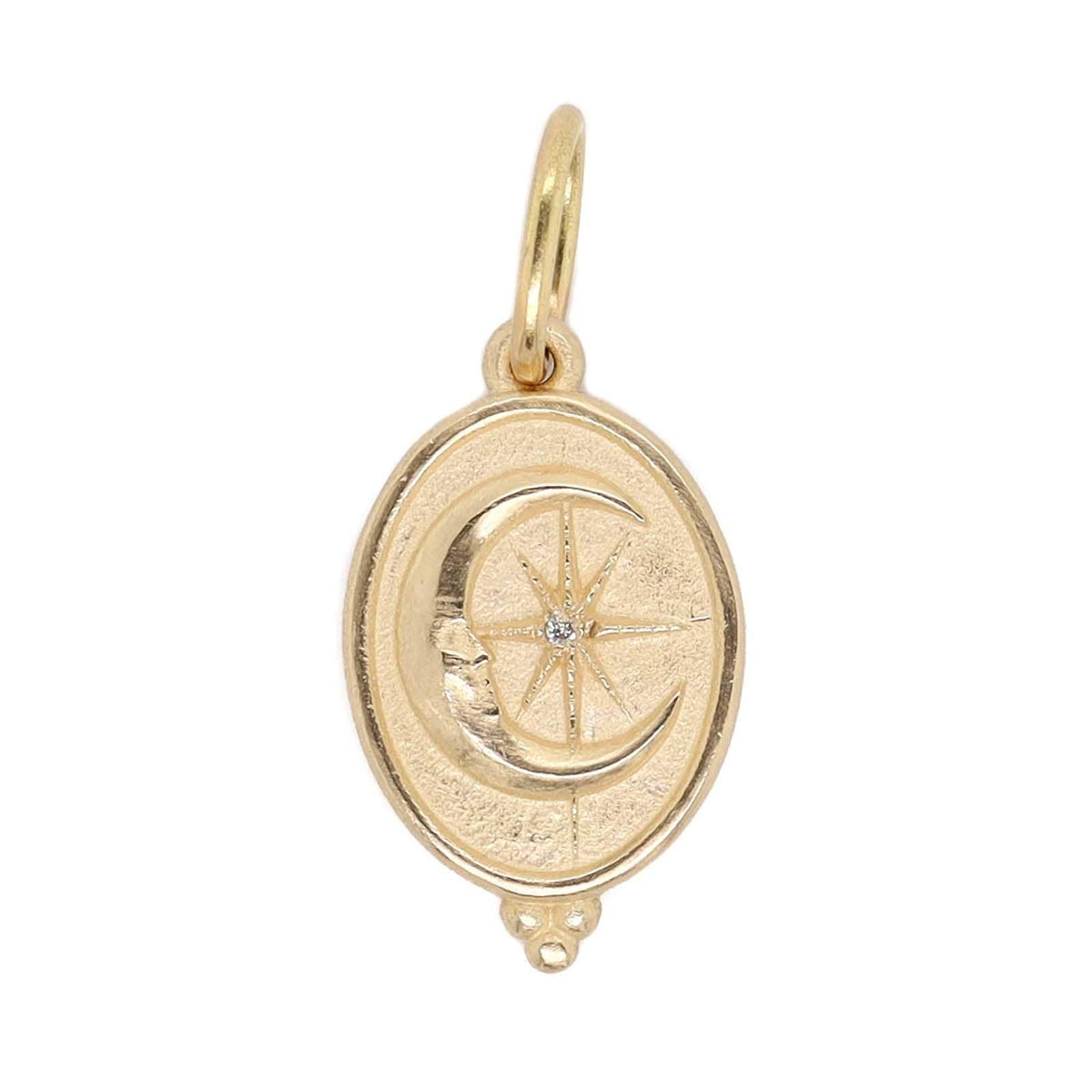 14K Yellow Gold Small Diamond Oval Man in the Moon Charm