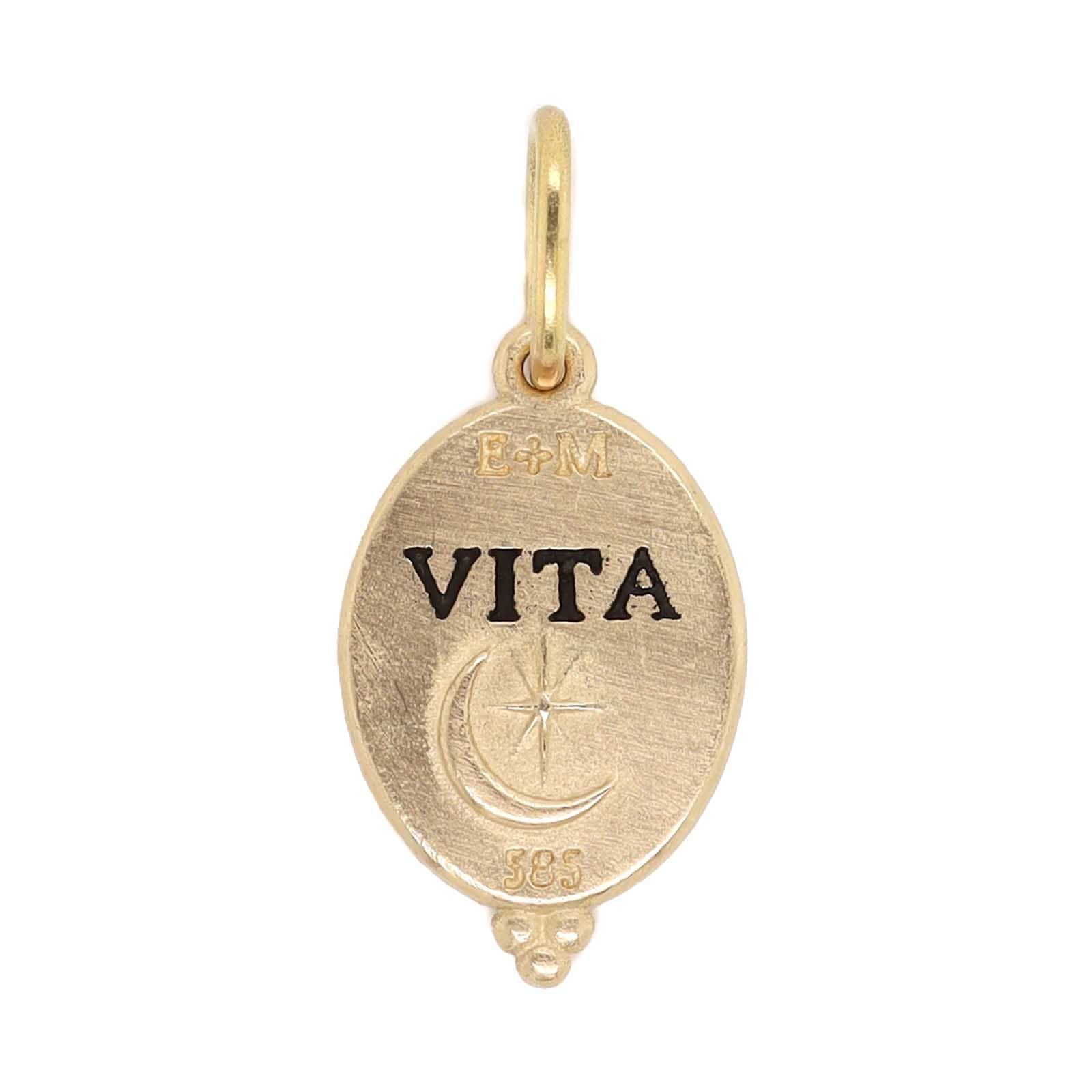 14K Yellow Gold Small Diamond Oval Man in the Moon Charm