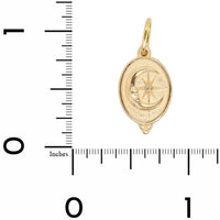 14K Yellow Gold Small Diamond Oval Man in the Moon Charm