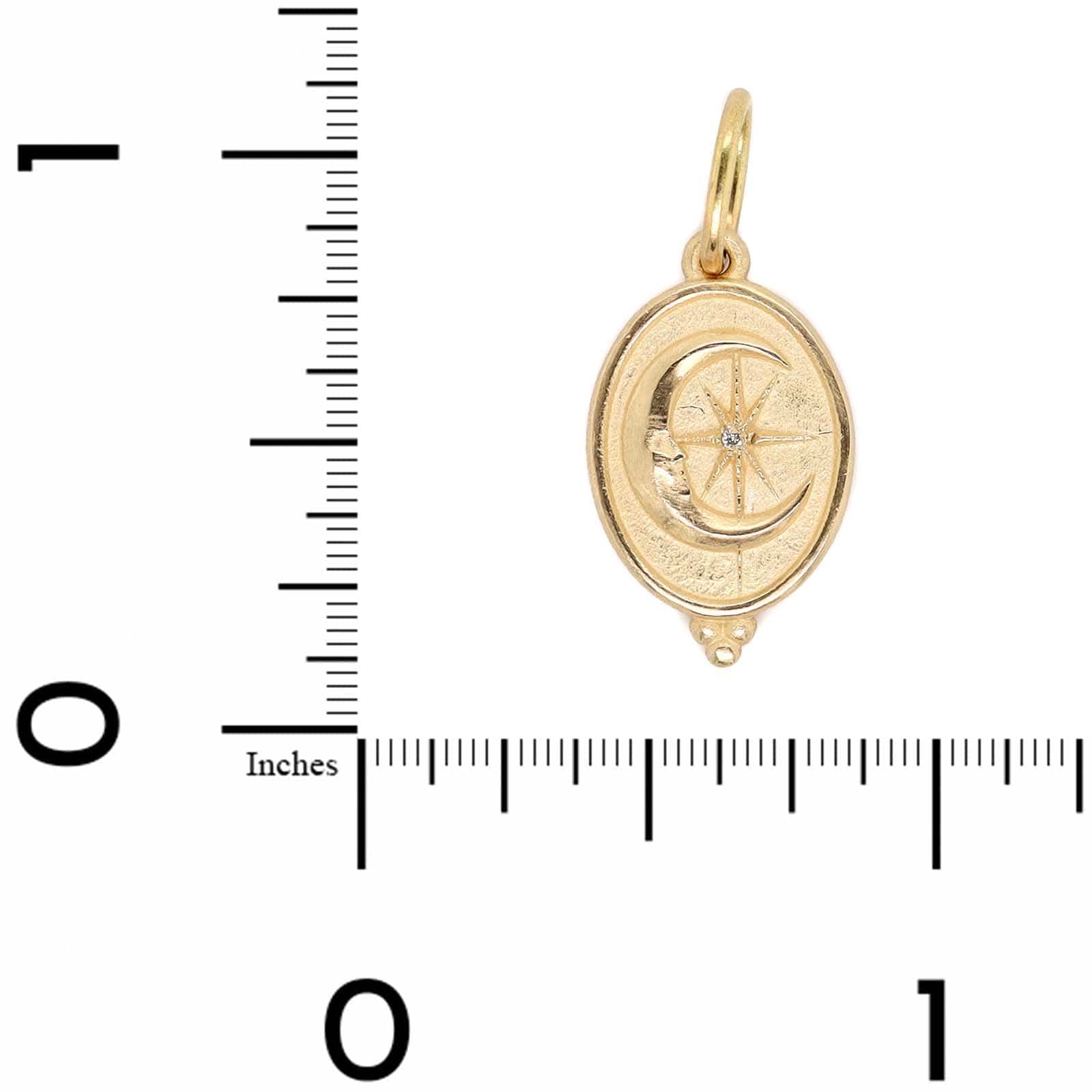 14K Yellow Gold Small Diamond Oval Man in the Moon Charm