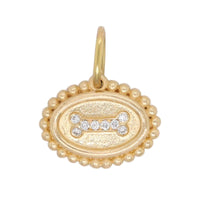 14K Yellow Gold Small Diamond Dog Bone Charm