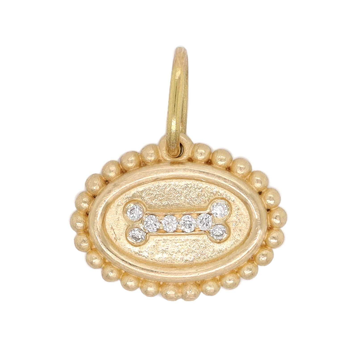 14K Yellow Gold Small Diamond Dog Bone Charm