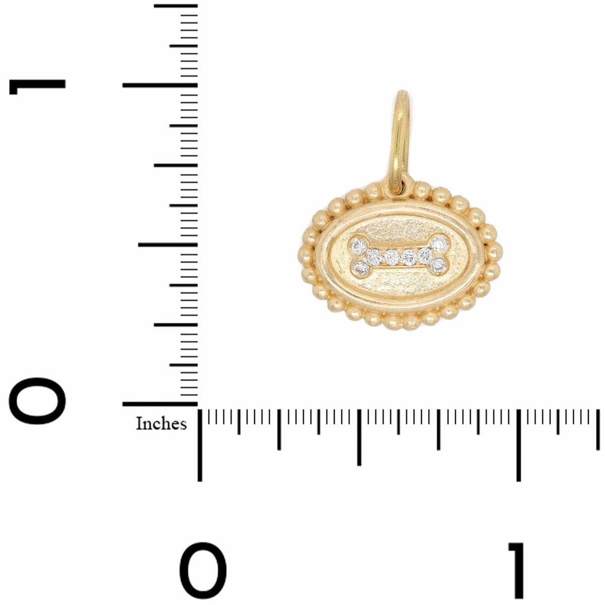 14K Yellow Gold Small Diamond Dog Bone Charm