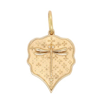 14K Yellow Gold Pointy Dragonfly Charm