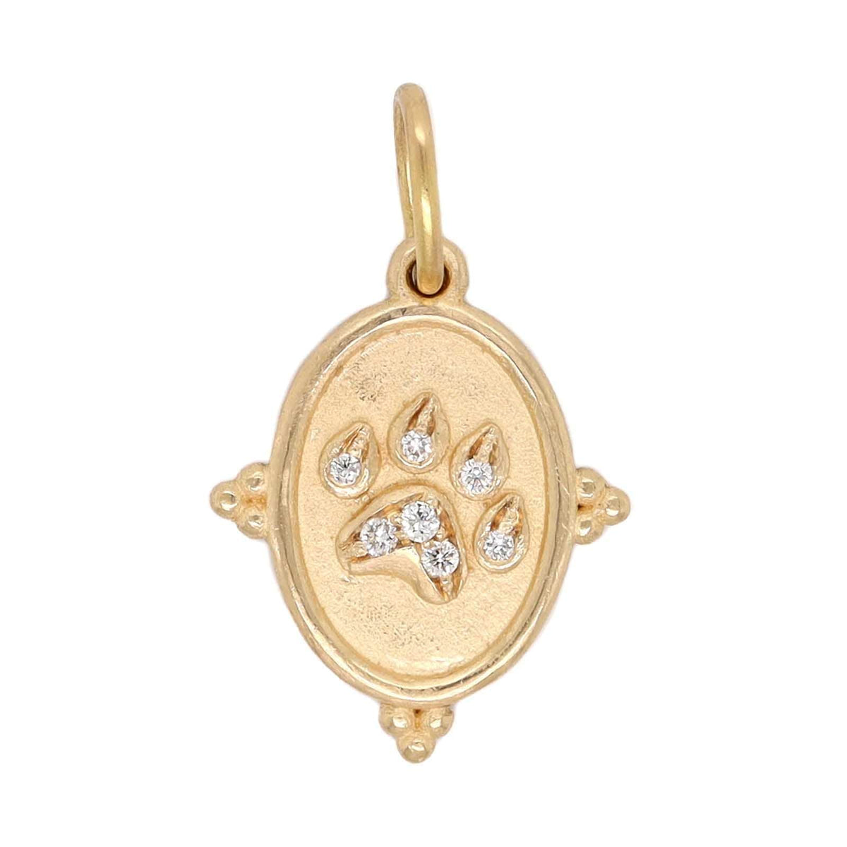 14K Yellow Gold Small Diamond Paw Charm