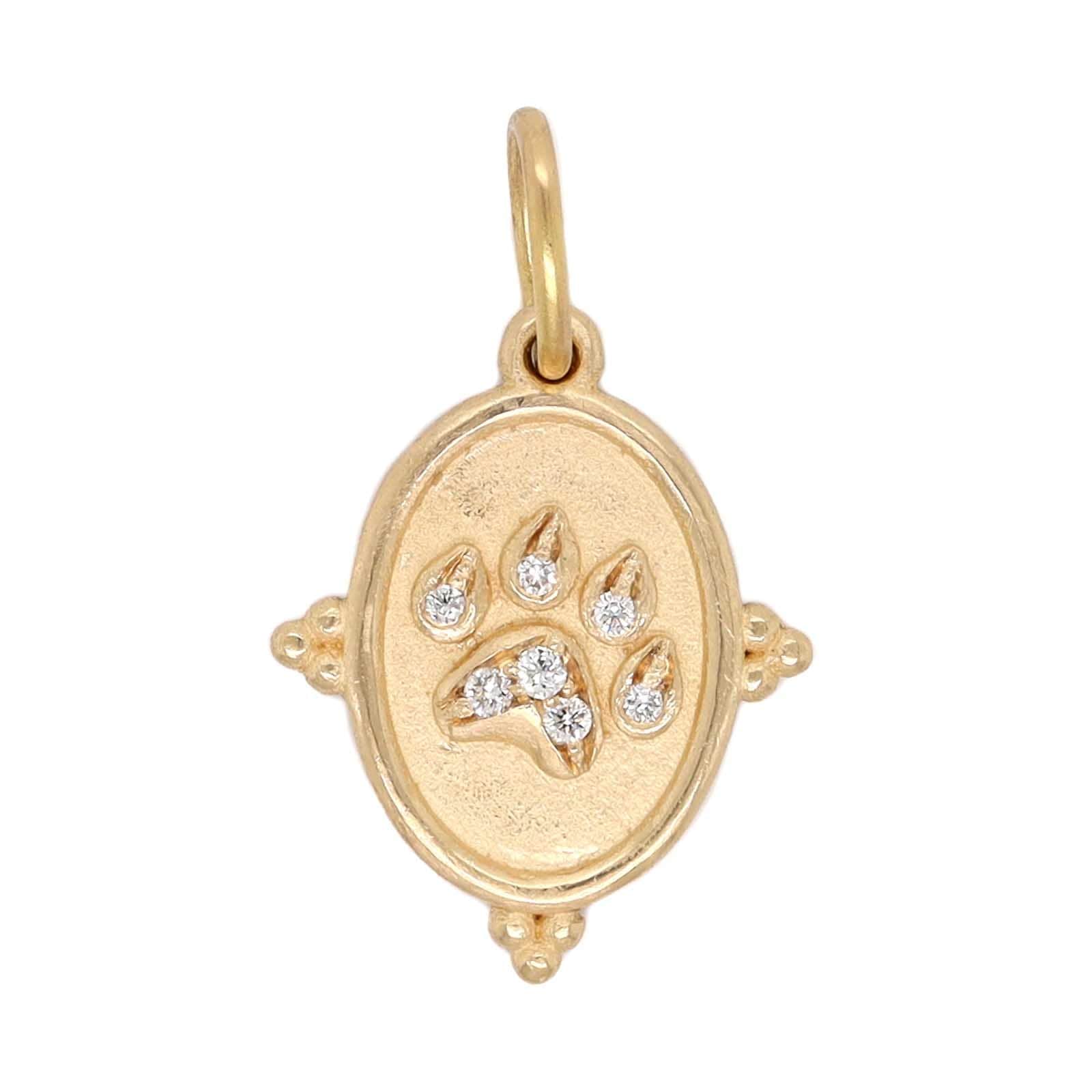 14K Yellow Gold Small Diamond Paw Charm