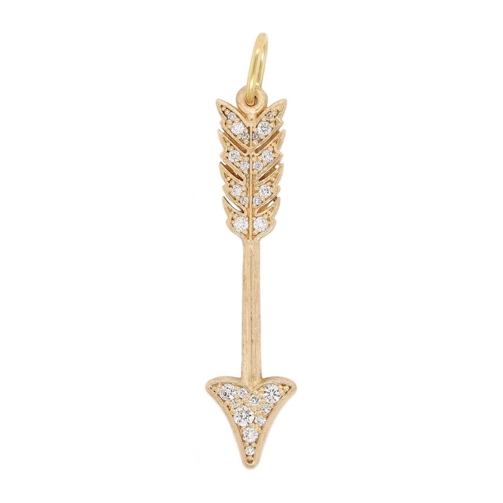 14K Yellow Gold Small Diamond Arrow Charm