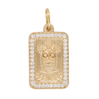 14K Yellow Gold Diamond Baby Owl Square Charm