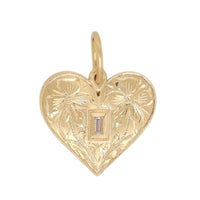 18K Yellow Gold Diamond Medium Heart Shaped Charm