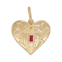 18K Yellow Gold Pink Sapphire Medium Heart Shaped Charm