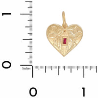 18K Yellow Gold Pink Sapphire Medium Heart Shaped Charm