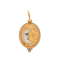 18K Yellow Gold Small Diamond Oval Moon Charm