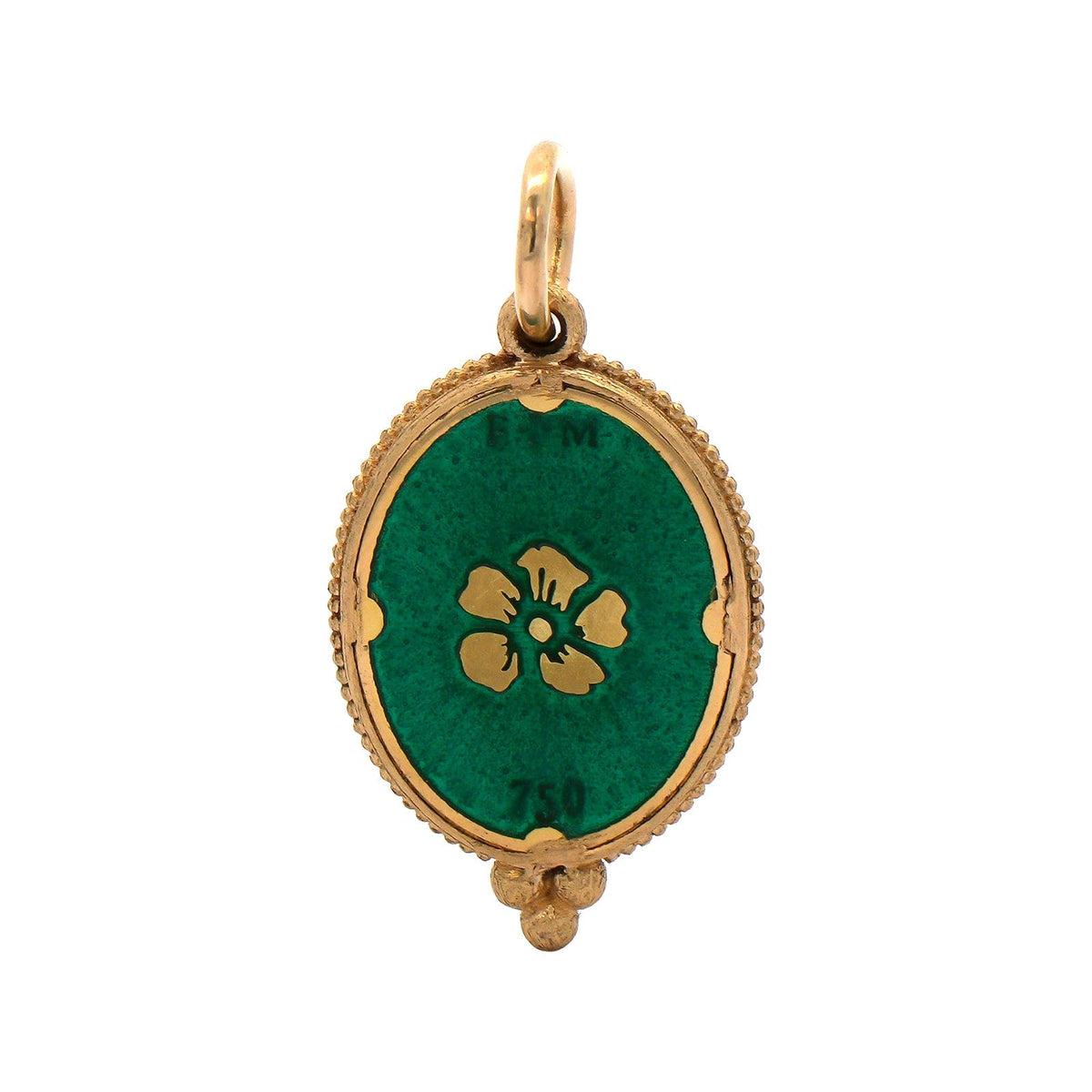 18K Yellow Gold Small Diamond Oval Moon Charm