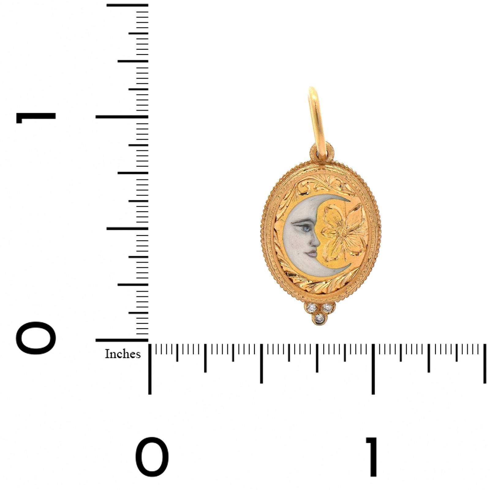 18K Yellow Gold Small Diamond Oval Moon Charm