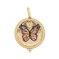 18K Yellow Gold Diamond Small Round Butterfly Charm